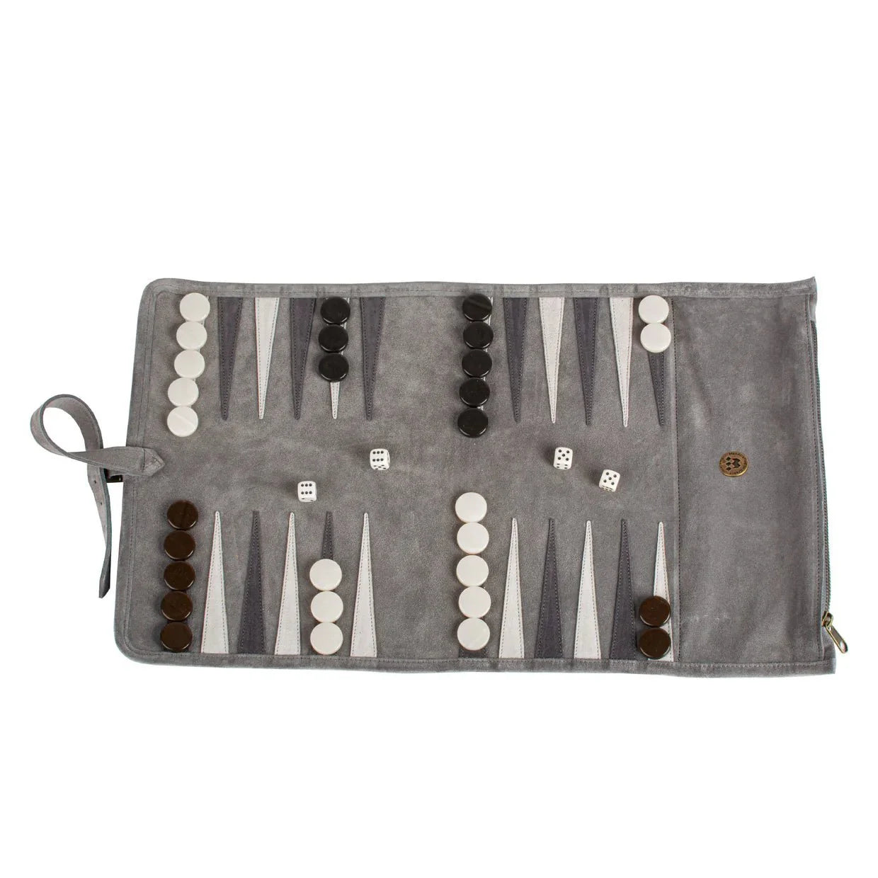 Rollable Genuine Leather Travel Backgammon
