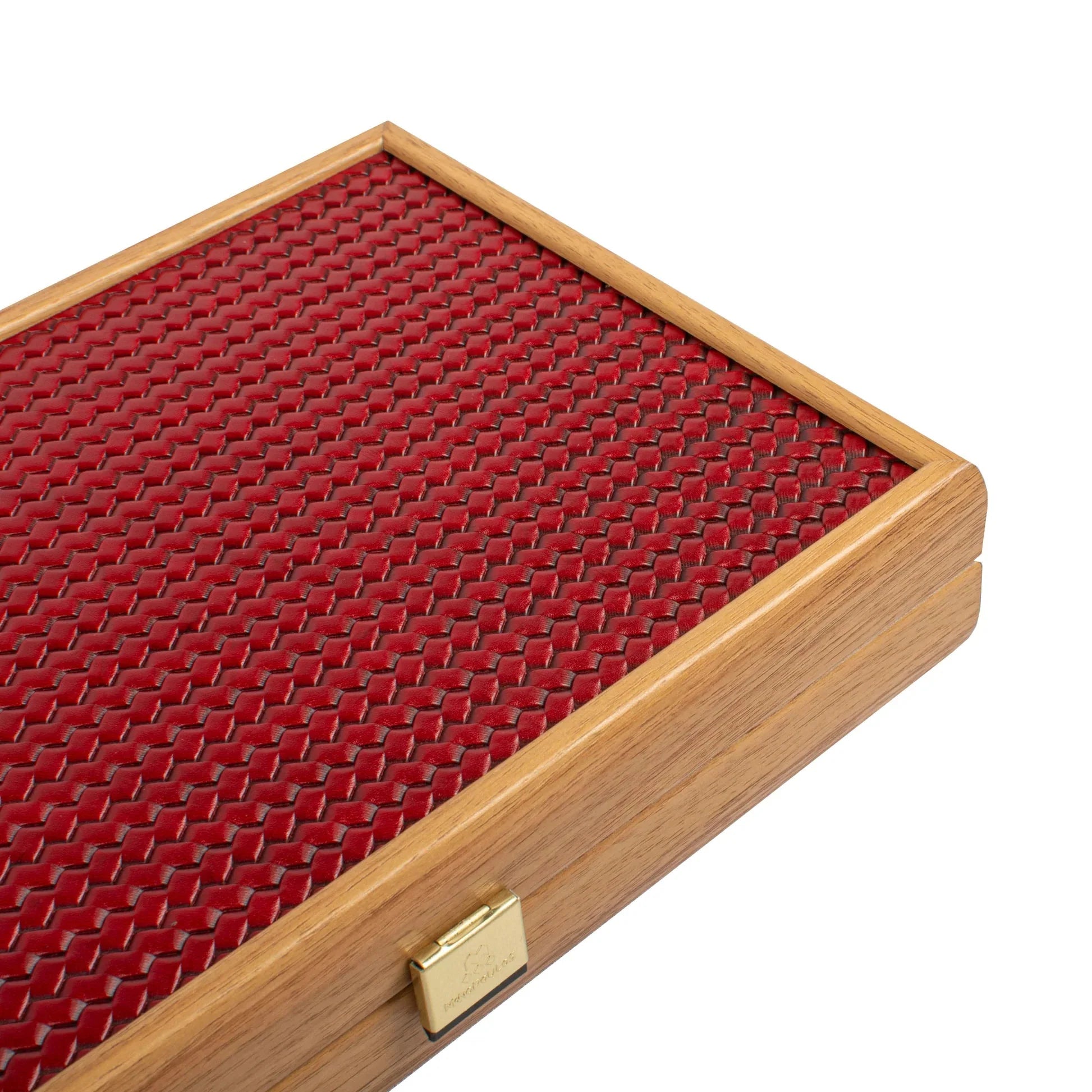 Manopoulos Genuine Leather Collection - Red Woven Backgammon