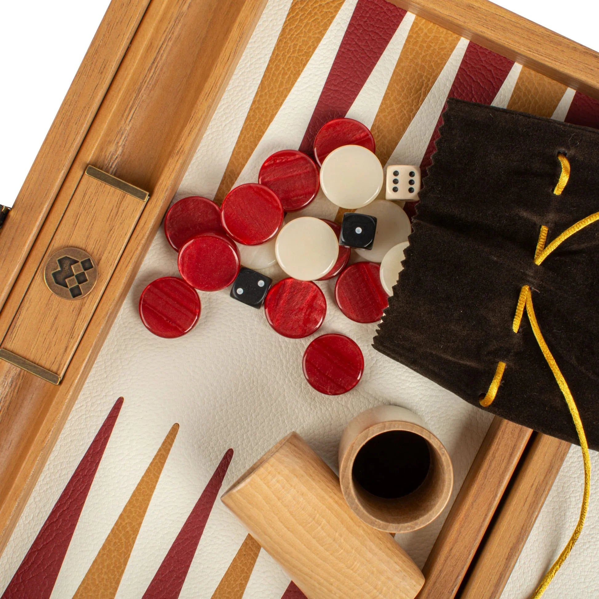 Manopoulos Genuine Leather Collection - Red Woven Backgammon