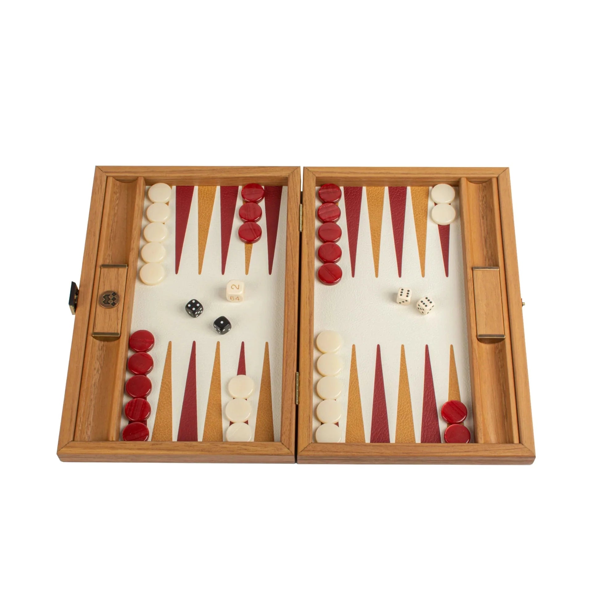 Manopoulos Genuine Leather Collection - Red Woven Backgammon