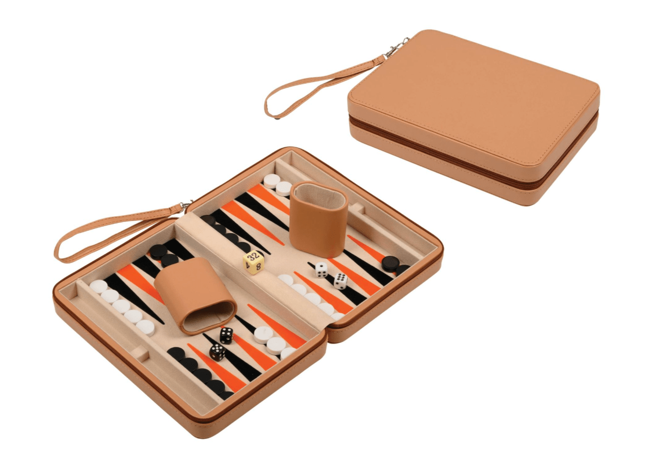 Vegan Leather Travel Backgammon Pouch
