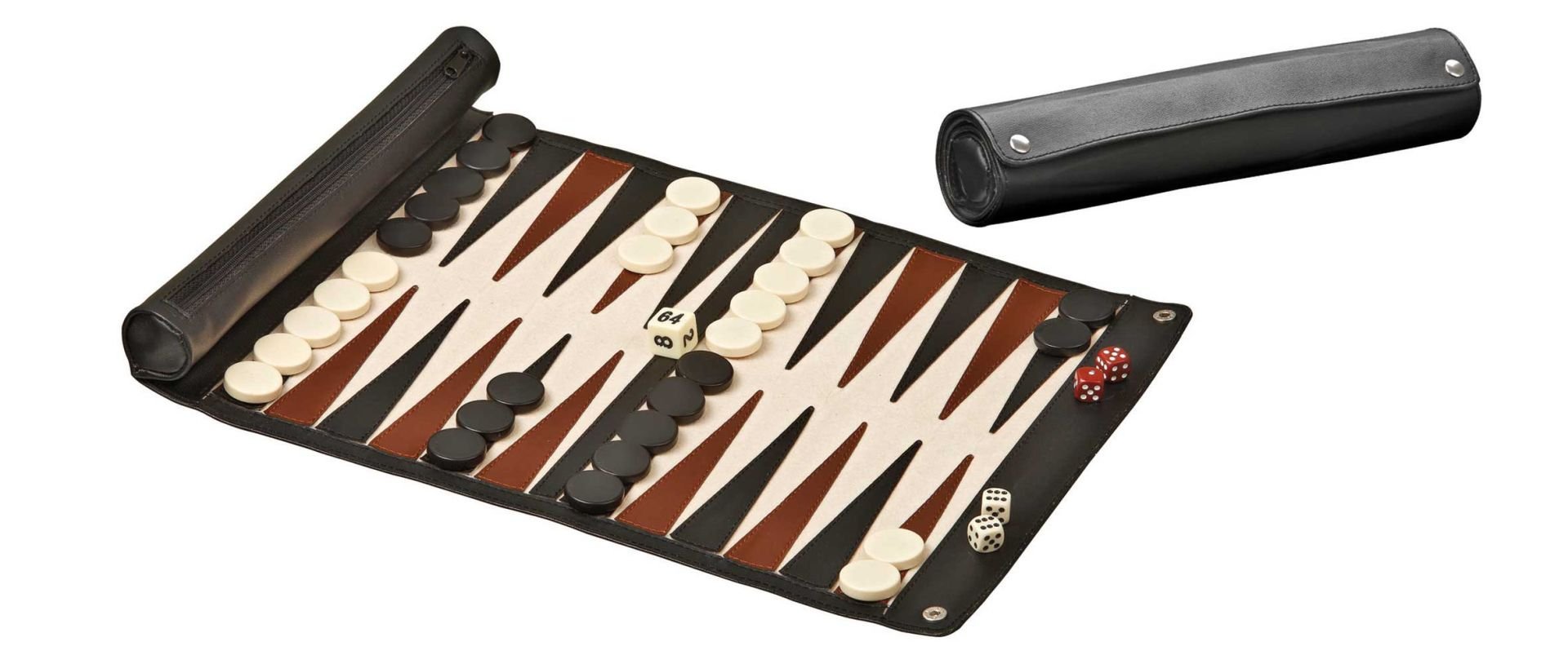 Rollable Travel Backgammon - Faux Leather