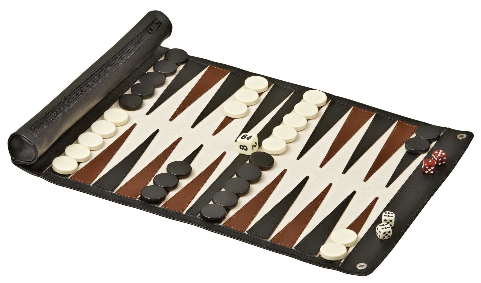 Rollable Travel Backgammon - Faux Leather