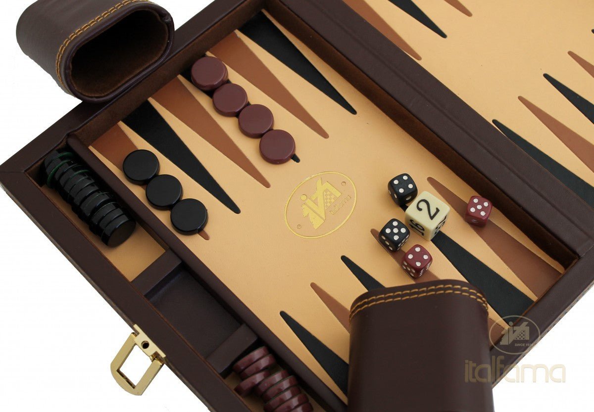 Black Faux Leather Travel Backgammon Case