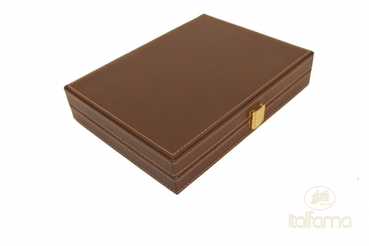Black Faux Leather Travel Backgammon Case