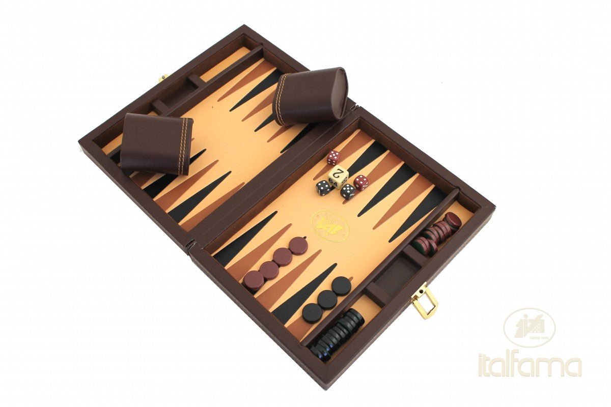 Black Faux Leather Travel Backgammon Case