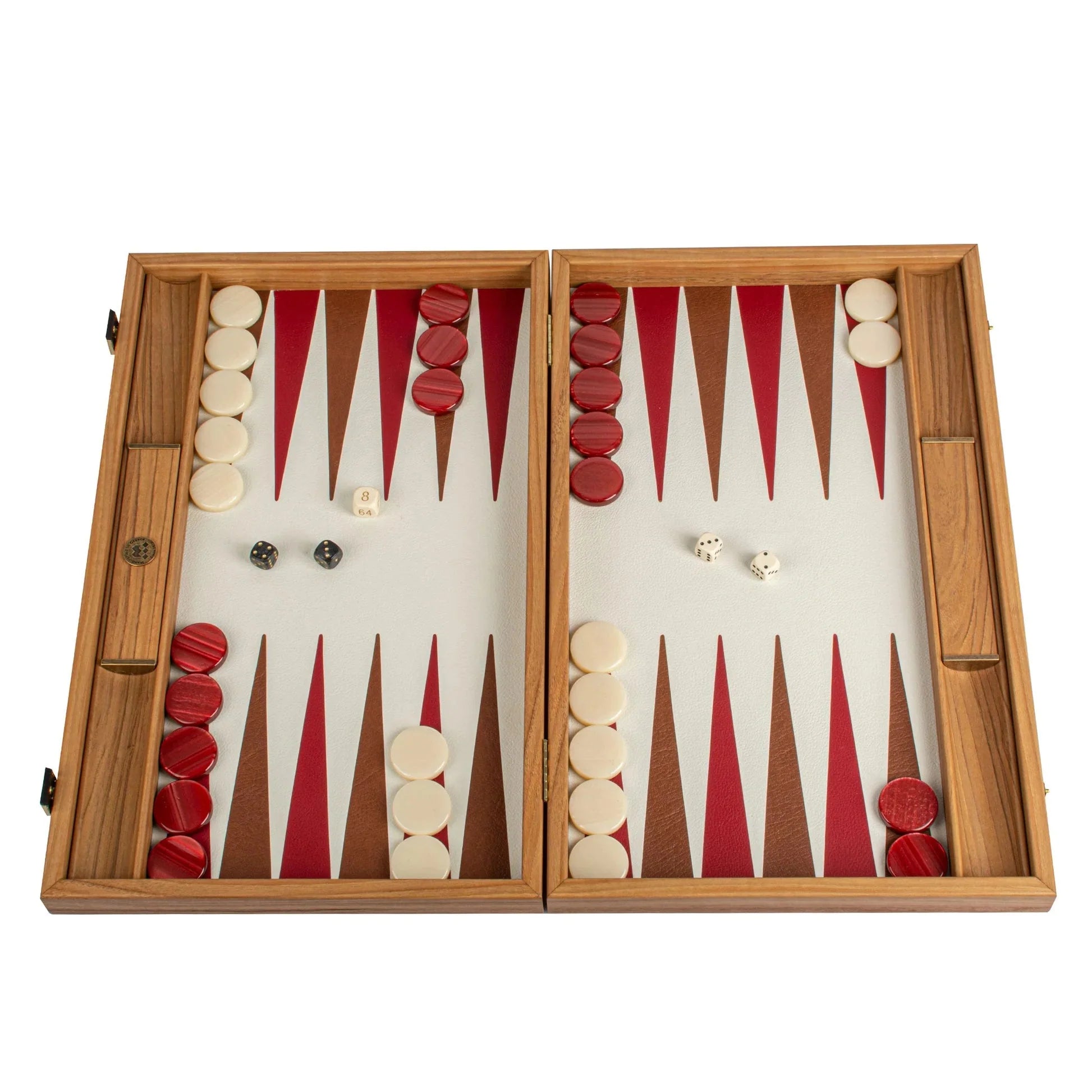 Manopoulos Raspberry Leather-Marquetry Backgammon