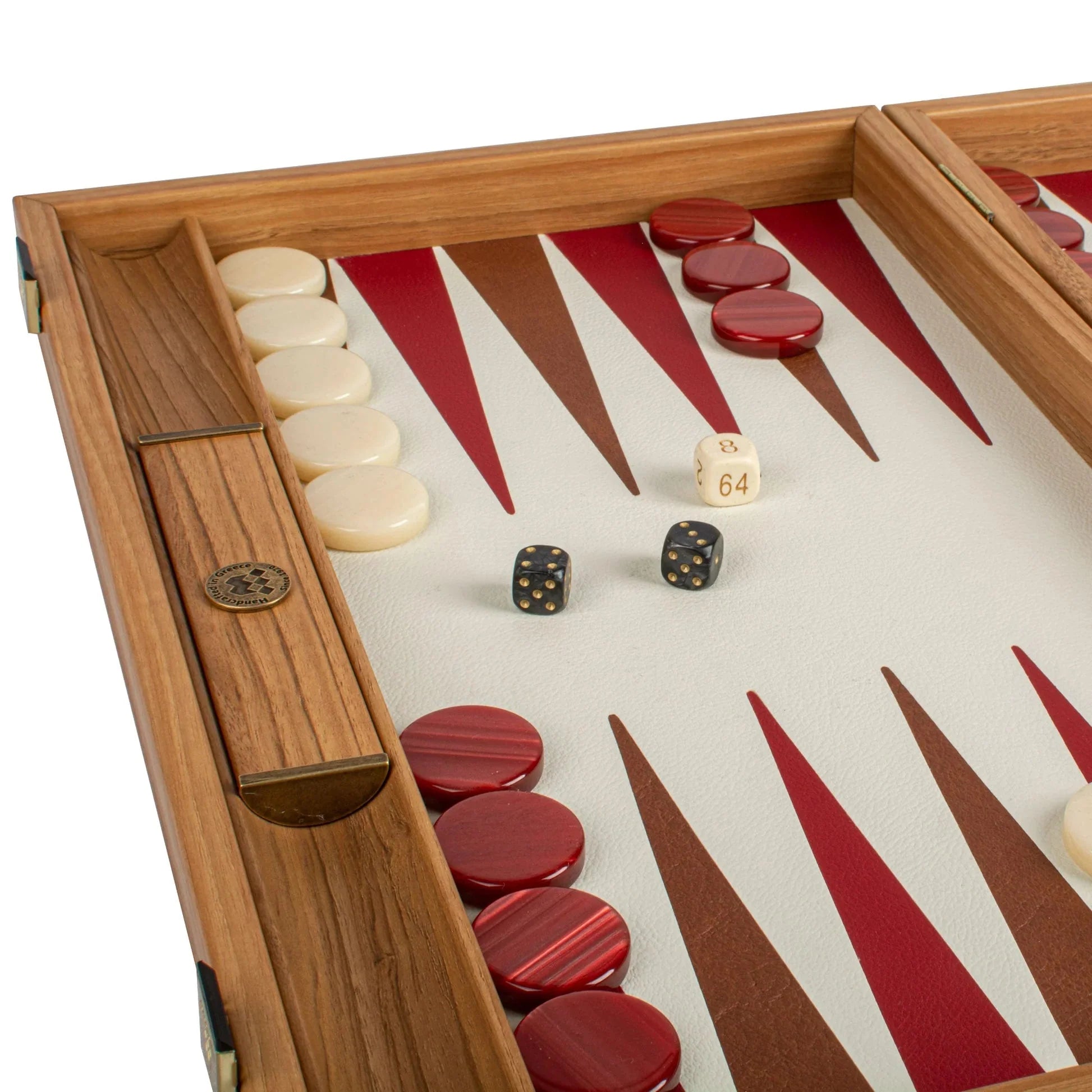 Manopoulos Raspberry Leather-Marquetry Backgammon