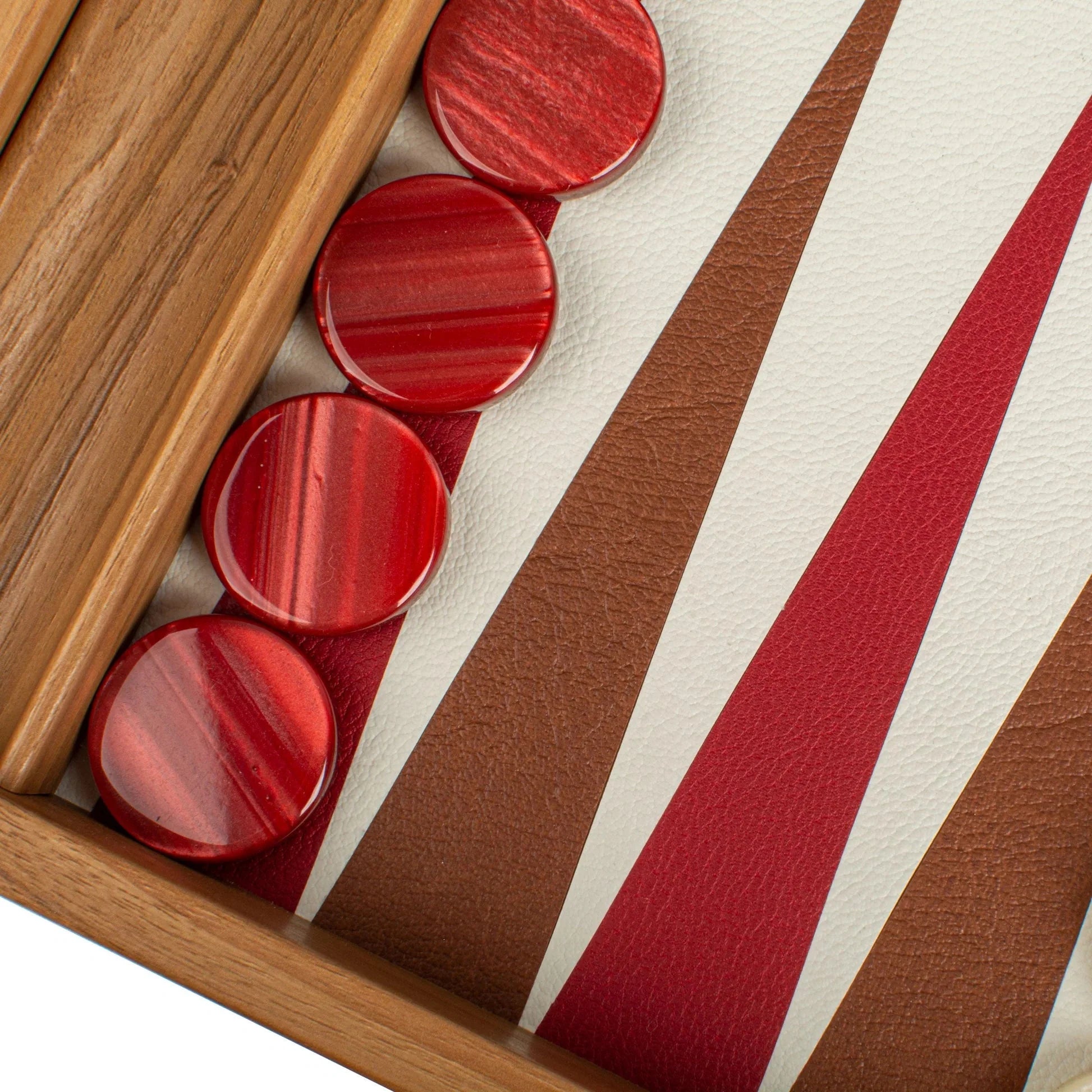 Manopoulos Raspberry Leather-Marquetry Backgammon