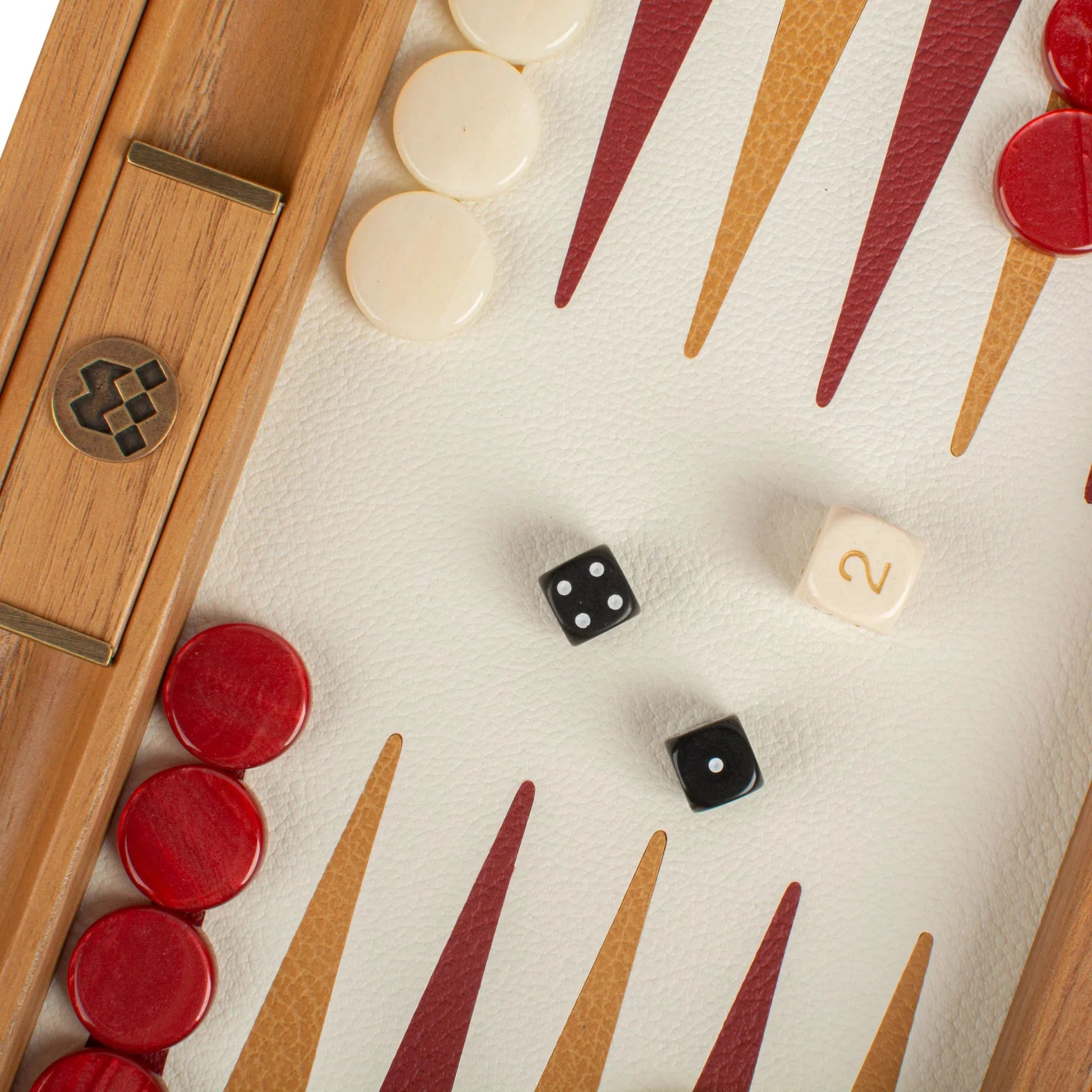 Manopoulos Genuine Leather Collection - Red Woven Backgammon