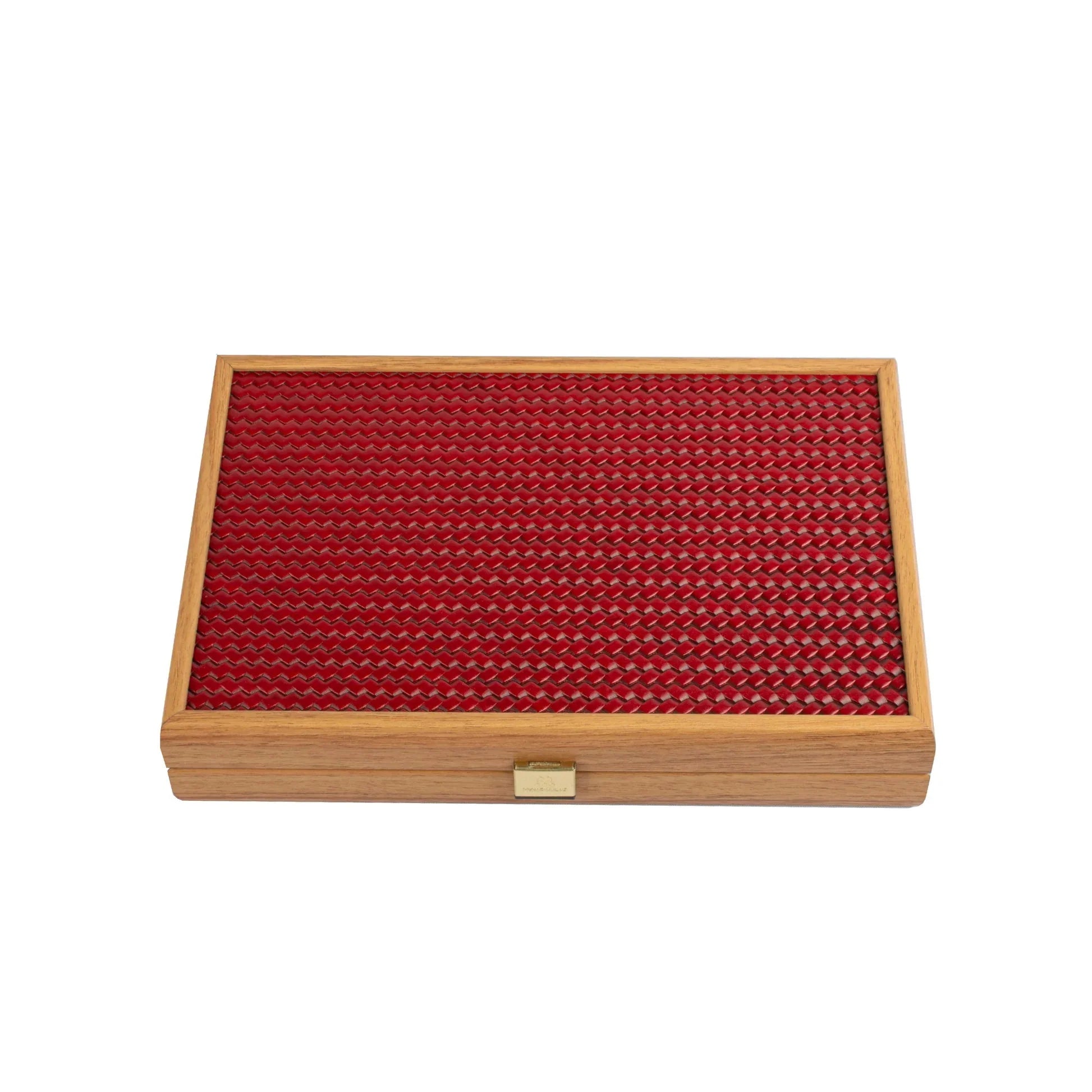 Manopoulos Genuine Leather Collection - Red Woven Backgammon