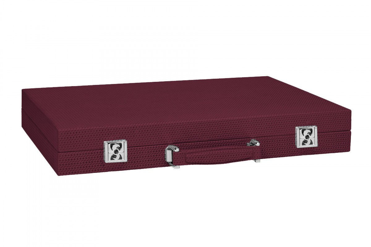 Hector Saxe Buffalo Leather Competition Backgammon - Bordeaux Chain